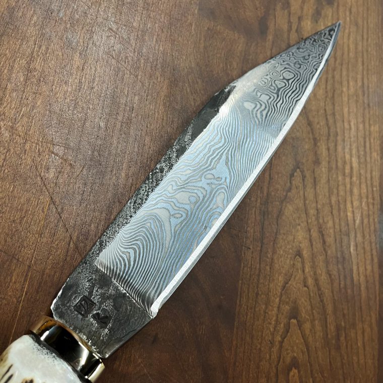 "Drengr" damascus seax with antler handle