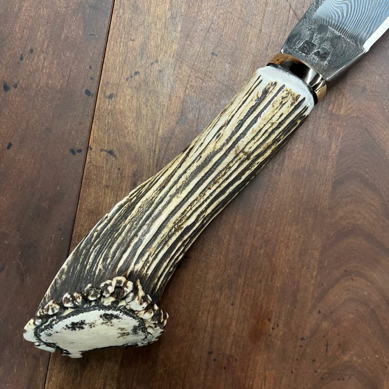 "Drengr" damascus seax with antler handle